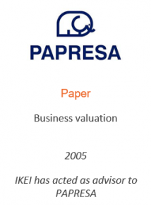 Business valuation 
Paper
2005
IKEI has acted as advisor to PAPRESA