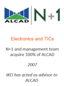 N+1 and management team acquire 100% of ALCAD
Electronics and TICs
2007
IKEI has acted as advisor to COMPANY