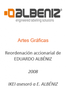 Reordenación accionarial de EDUARDO ALBÉNIZ
Artes gráficas
2008
IKEI asesoró a Eduardo Albeniz