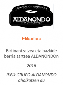Birfinantzatzea eta bazkide berria sartzea ALDANONDOn
Elikadura
2016
IKEIk GRUPO ALDANONDO aholkatzen du