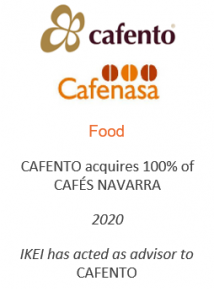 CAFENTO acquires 100% of CAFÉS NAVARRA 
Food
2020
IKEI has acted as advisor to CAFENTO