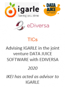 Advising IGARLE in the joint venture DATA JUICE SOFTWARE with EDIVERSA
TICs
2020
IKEI has acted as advisor to IGARLE