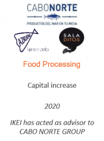 Capital increase
Food Processing
2020
IKEI has acted as advisor to CABO NORTE GROUP