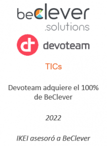 Devoteam adquiere el 100% de BeClever
TICs
2022
IKEI aseoró a BeClever