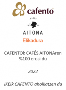 CAFENTOk CAFÉS AITONAren %100 erosi du
Elikadura
2022
IKEIk CAFENTO aholkatzen du