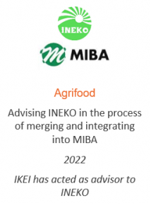 Advising INEKO in the process of merging and integrating into MIBA
Agrifood
2022
IKEI has acted as advisor to INEKO
