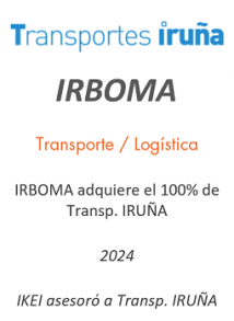 IRBOMA adquiere el 100% de Transp. IRUÑA
Transportes/Logística
2024
IKEI asesoró a Transportes Iruña
