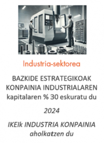 BAZKIDE ESTRATEGIKOAK KONPAINIA INDUSTRIALAREN kapitalaren % 30 eskuratu du
Industria-sektorea
2024
IKEIk INDUSTRIA KONPAINIA aholkatzen du