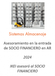 Asesoramiento en la entrada de SOCIO FINANCIERO en AR
Sistemas almacenaje
2024
IKEI asesoró al SOCIO FINANCIERO