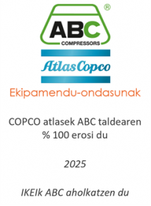 COPCO atlasek ABC taldearen % 100 erosi du
Ekipamendu-ondasunak
2025
IKEIk ABC aholkatzen du