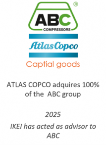 ATLAS COPCO adquires 100% of the  ABC group
Capital goods
2025
IKEI has acted as advisor to ABC
