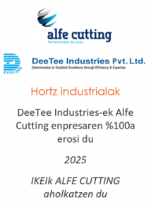 DeeTee Industries-ek Alfe Cutting enpresaren %100a erosi du
Hortz industrialak
2025
IKEIk ALFE CUTTING  aholkatzen du