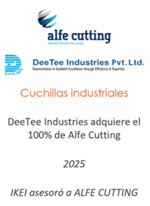 DeeTee Industries adquiere el 100% de Alfe Cutting
Cuchillas industriales
2025
IKEI asesoró a ALFE CUTTING