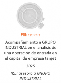 Acompañamiento a GRUPO INDUSTRIAL en el análisis de una operación de entrada en el capital de empresa target
Filtración
2025
IKEI asesoró a Grupo Industrial