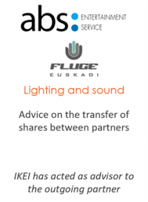 Advice on the transfer of shares between partners
Lighting and sound
2025
IKEI has acted as advisor to the outgoing partner