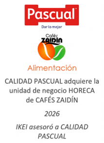 CALIDAD PASCUAL adquiere la unidad de negocio HORECA de CAFÉS ZAIDIN
Alimentación
2026
IKEI asesoró a CALIDAD PASCUAL